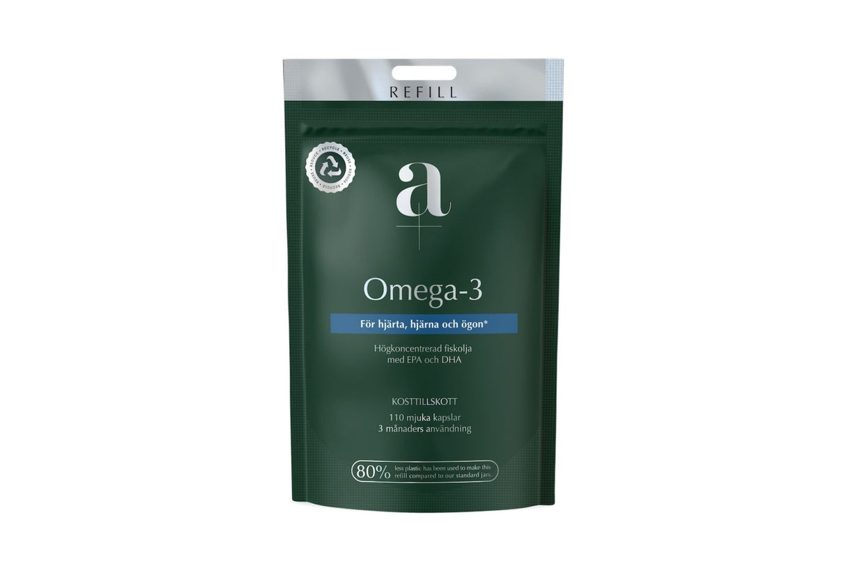 A+ Omega 3 110 mjuka kap Refillpåse - For hjerte, hjerne og syn