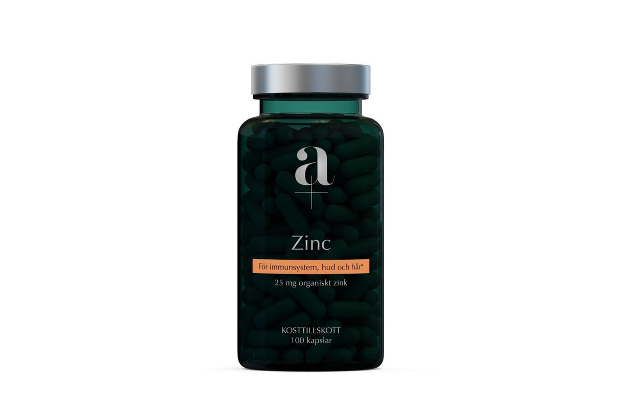 A+ Zinc 25 mg – Effektiv støtte til immunforsvar og hudhelse (100 kapsler)