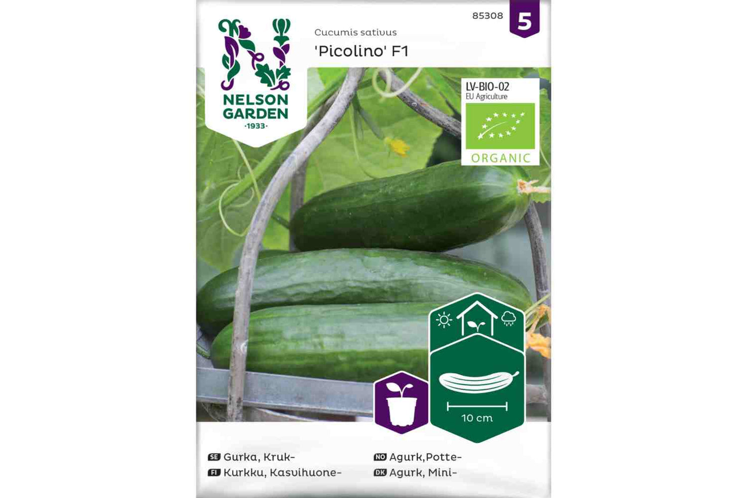 Frø Skoleagurk ‘Picolino F1’ Økologisk – Liten, glatt agurk for potte og drivhus