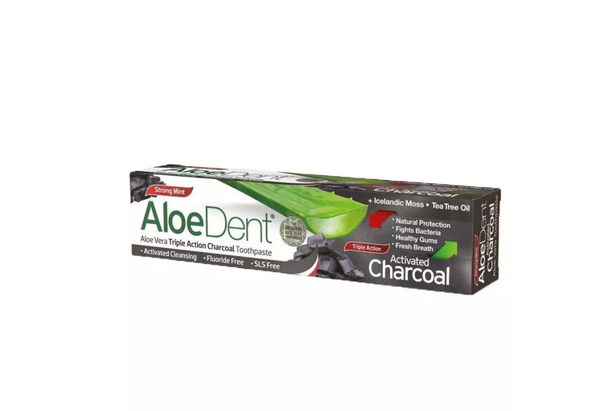 AloeDent Triple Action Charcoal Tannkrem Uten Fluor 100 ml