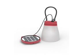 Gul SunBell 80 solcellelampe med avtagbart lys og panel.