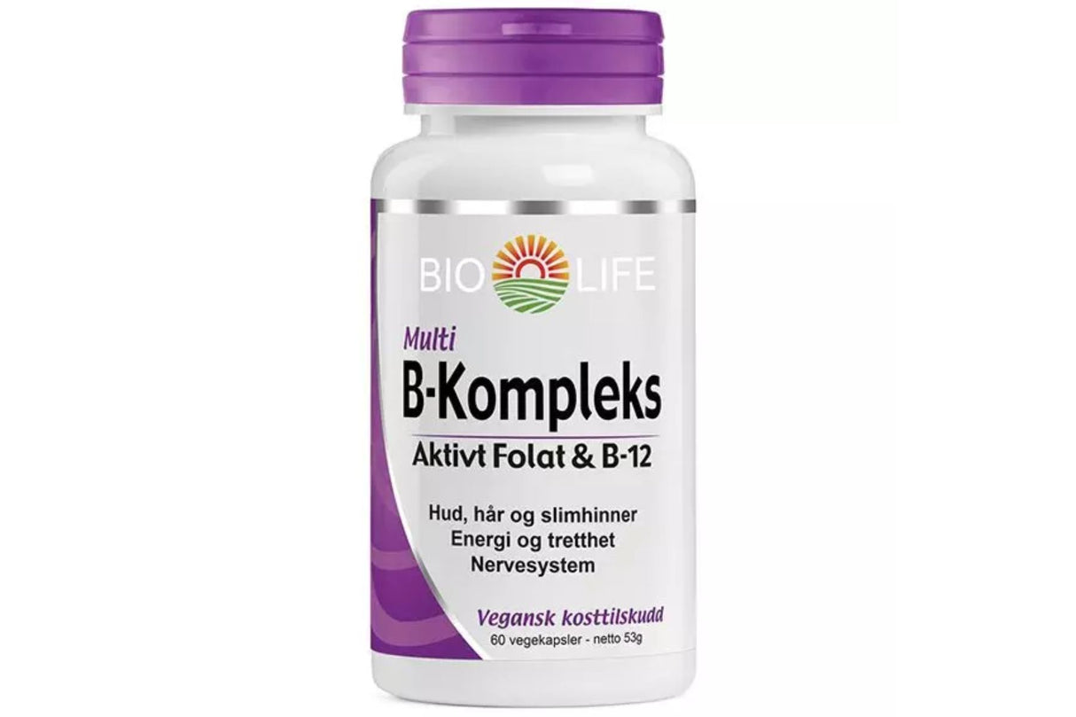 Bio-Life B-kompleks 60 kapsler – For energi, hud, hår og immunsystem