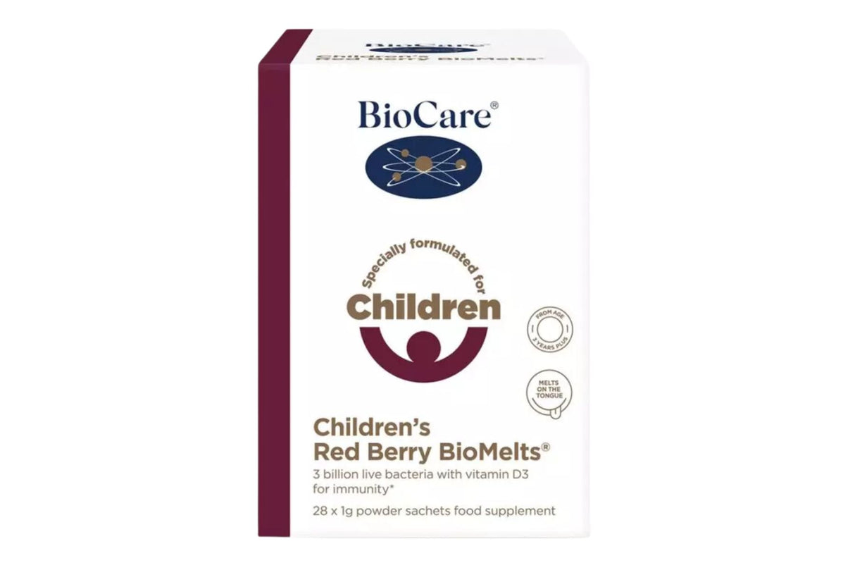 BioCare Children's Red Berry Biomelts 28 poser – Probiotika og Vitamin D for Barn