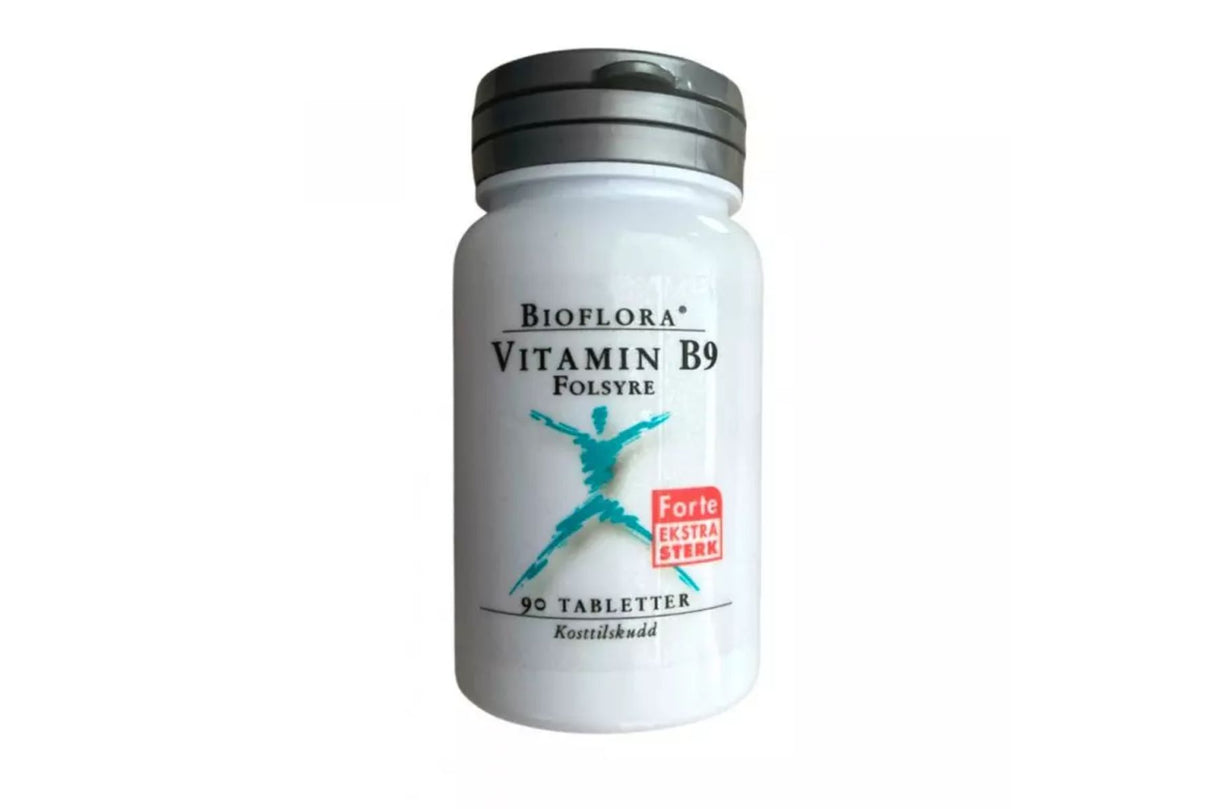 Bioflora Vitamin B9 Ekstra Sterk – Folsyre for Bloddannelse og Immunstøtte (450 mcg, 90 tabletter)