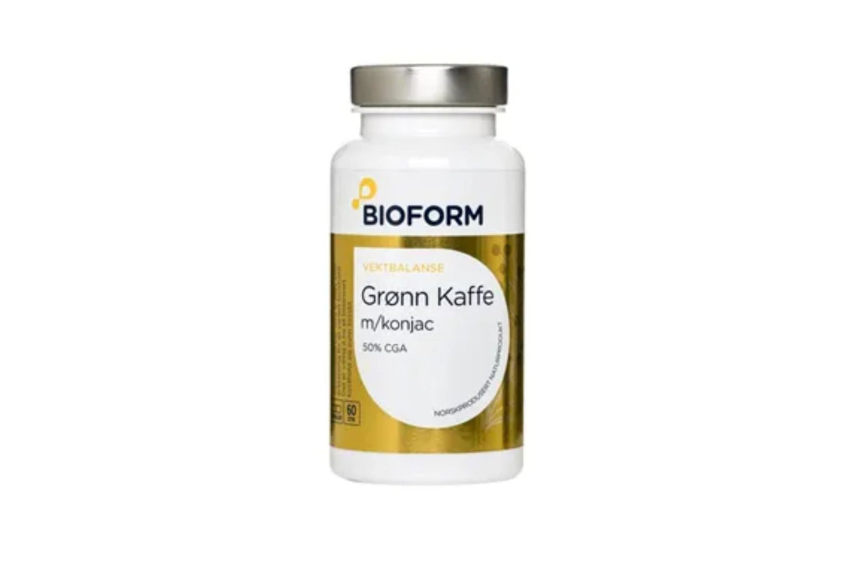 Bioform Grønn Kaffe Ekstrakt 60 kapsler – med 50 % klorogensyre og konjacrot