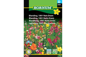 Fargerike blomster i tett, eventyrlig blanding som skaper livlig hage.