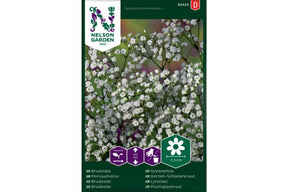 Luftig brudeslør som danner et mykt slør av hvite blomster.