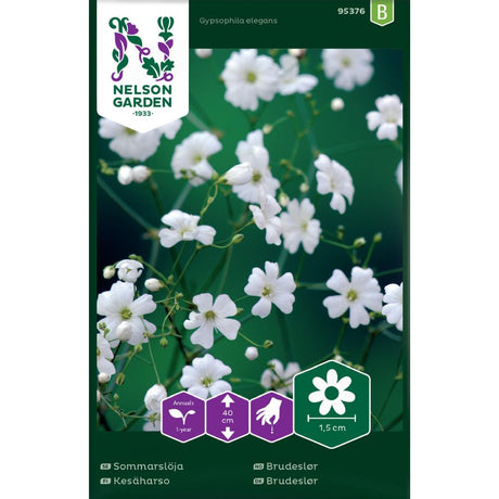 Brudeslør med små hvite blomster på tynne stilker