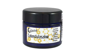 Beskyttende calendulasalve i liten krukke for tørr og irritert hud.