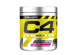 Stor rosa C4 pre-workoutboks med vannmelondesign for kraftig energiboost.