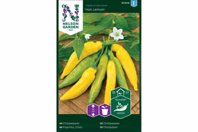 Bildet viser en skarp, gul chilipepper på hvit bakgrunn.