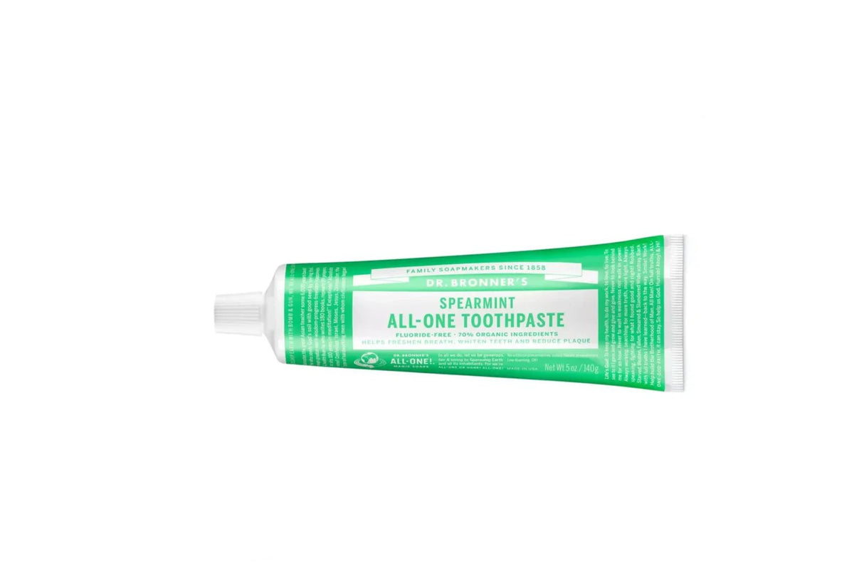 Dr. Bronner Spearmint Tannkrem – Fluorfri og økologisk friskhet på tube (105 ml)