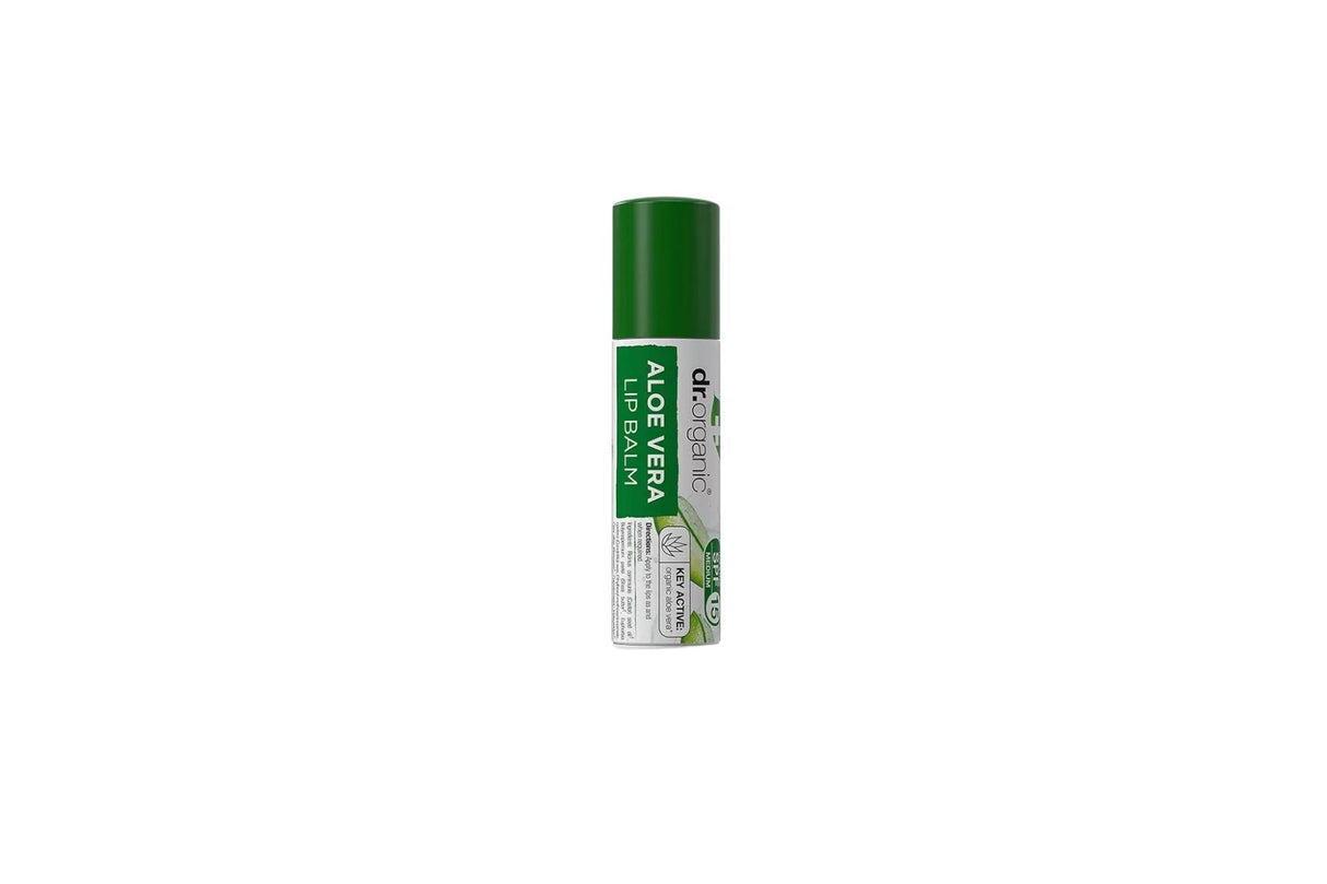 Dr Organic Aloe Vera Lip Balm 5,7 ml – Fuktighet og solbeskyttelse for tørre lepper