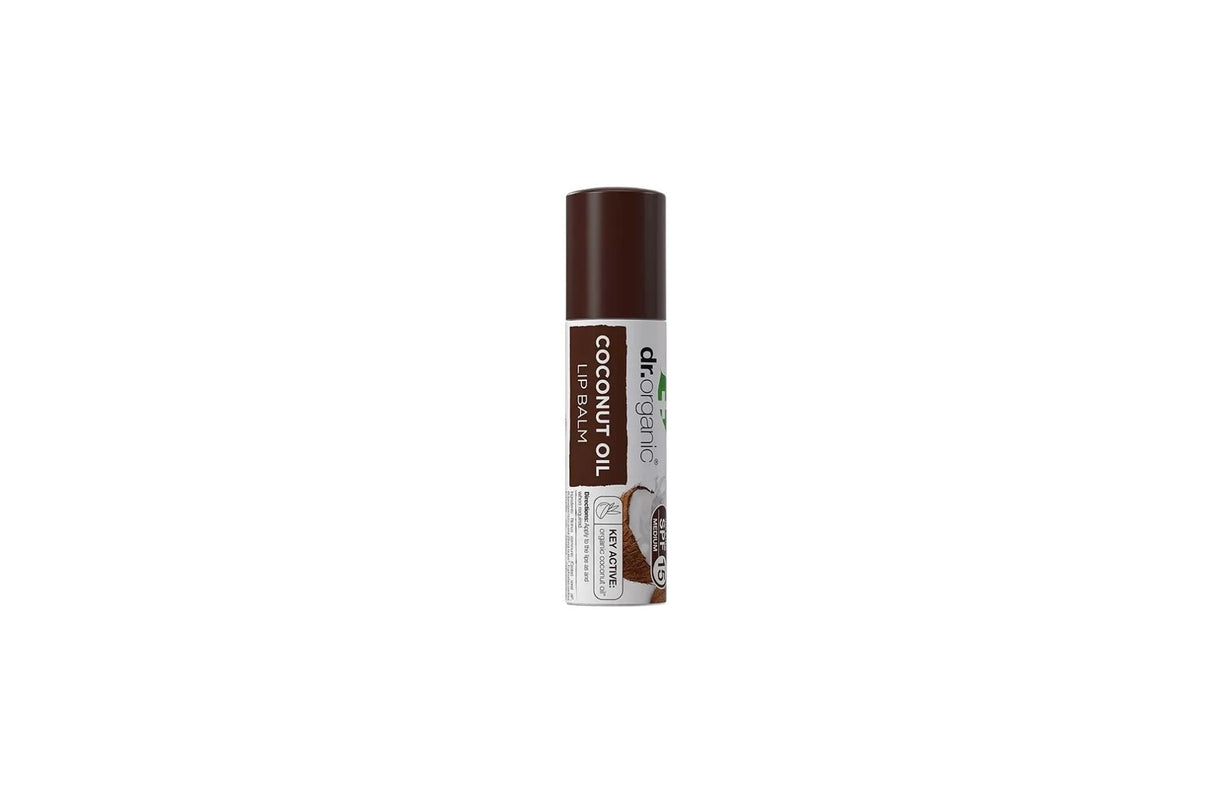 Dr Organic Coconut Oil Lip Balm 5,7 ml – Fuktighetsgivende leppepomade med SPF 15