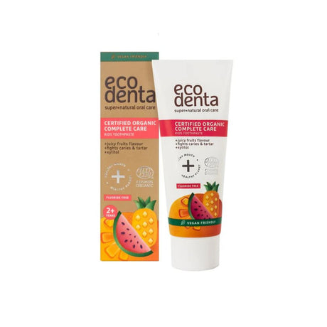Ecodenta Juicy Fruit tannkrem for barn uten fluor i tube 75 ml