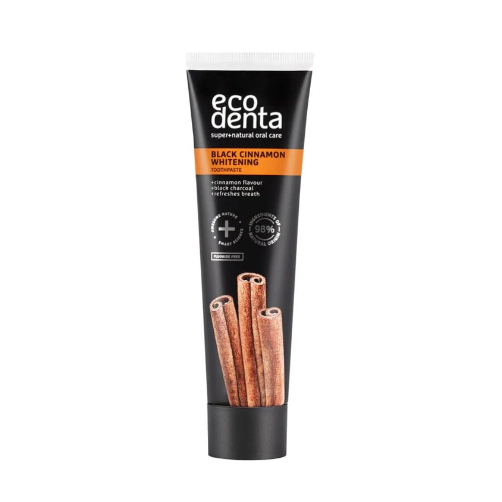Ecodenta Black Cinnamon whitening tannkrem uten fluor 100 ml med aktivt kull