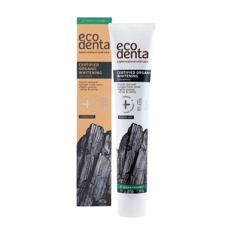 Ecodenta Whitening tannkrem med aktivt kull i tube uten fluor 75 ml