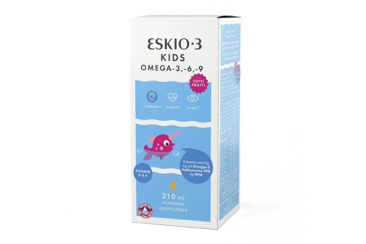 Eskio-3 Kids Flytende Omega-3 Tutti Frutti Smak 210 ml – For Hjerne, Hjerte og Syn