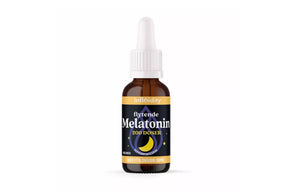Flytende melatonin i flaske med dråpeteller for enkel dosering