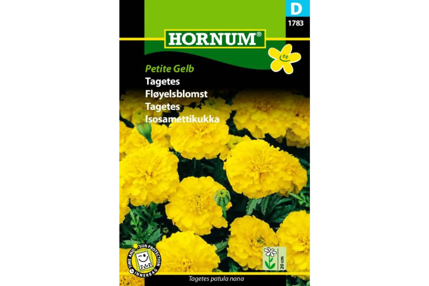 Frø Fløyelsblomst ‘Petite Gelb’ – Lav, ettårig sommerblomst med solgule blomster