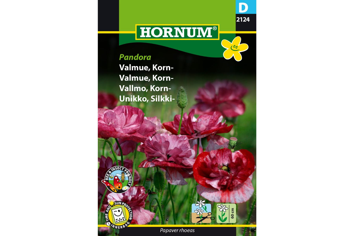 Doble kornvalmuer i myke romantiske farger