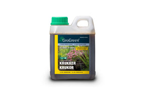 Flaske med organisk gjødsel for krukker og potteplanter.