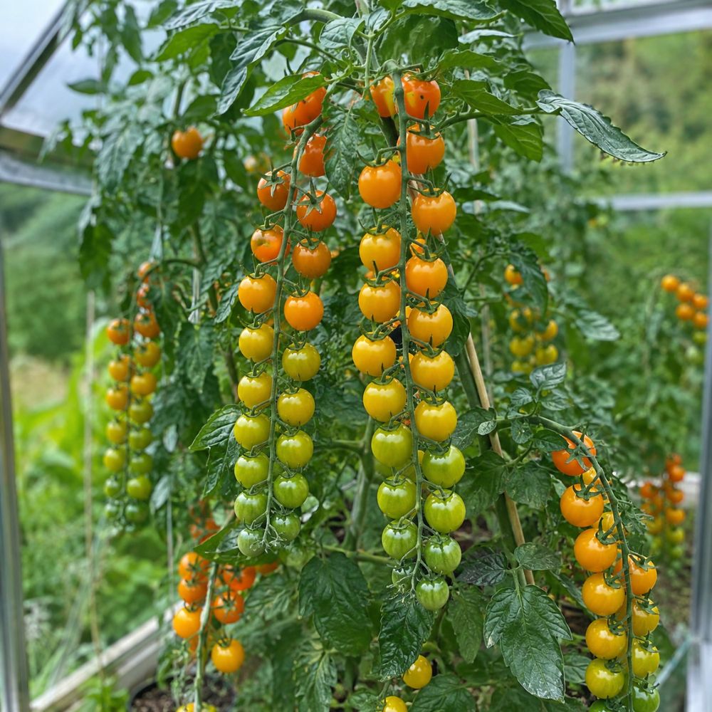Honeycomb F1 tomatplante med søte gyllengule cherrytomater i lange klaser