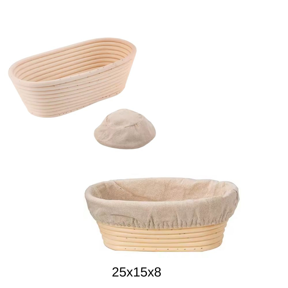 Hevekurv oval med lin – 25 cm (banetton)