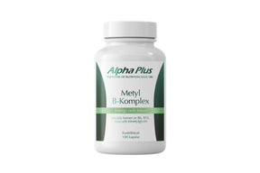 B-vitamin kapsler i beholder med fokus på energi og velvære.