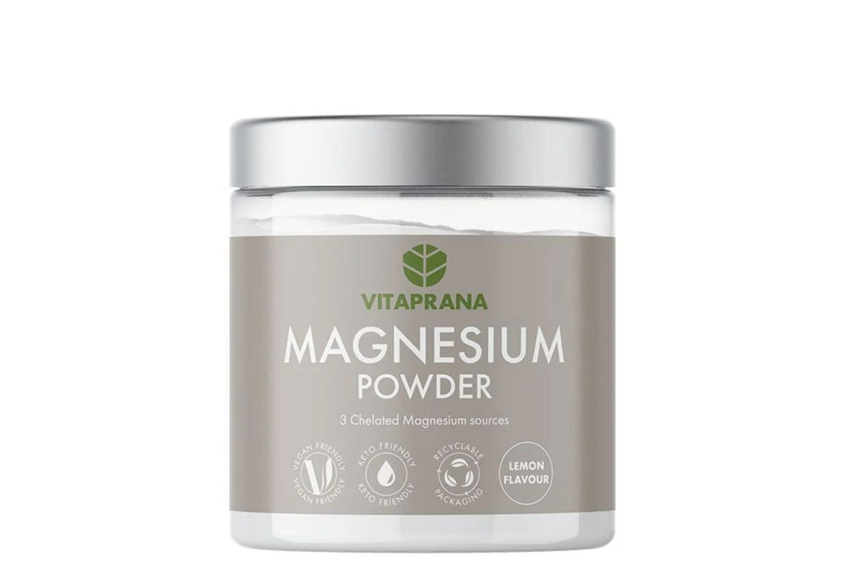 Magnesiumpulver 210 g – Organisk Magnesium med Sitron- eller Solbærsmak