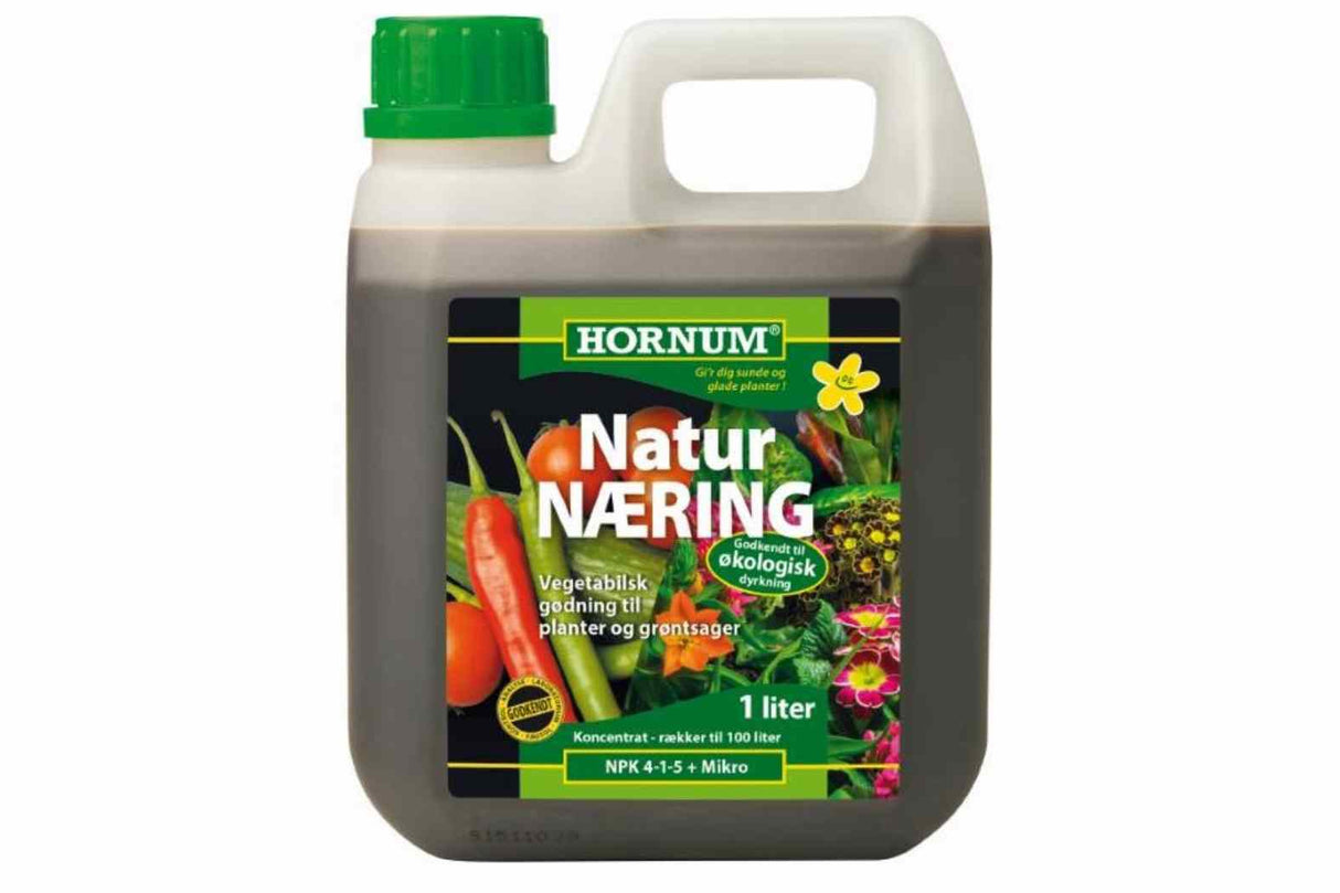 Naturnæring Hornum 1 L – Økologisk Gjødsel for Grønnsaker og Planter