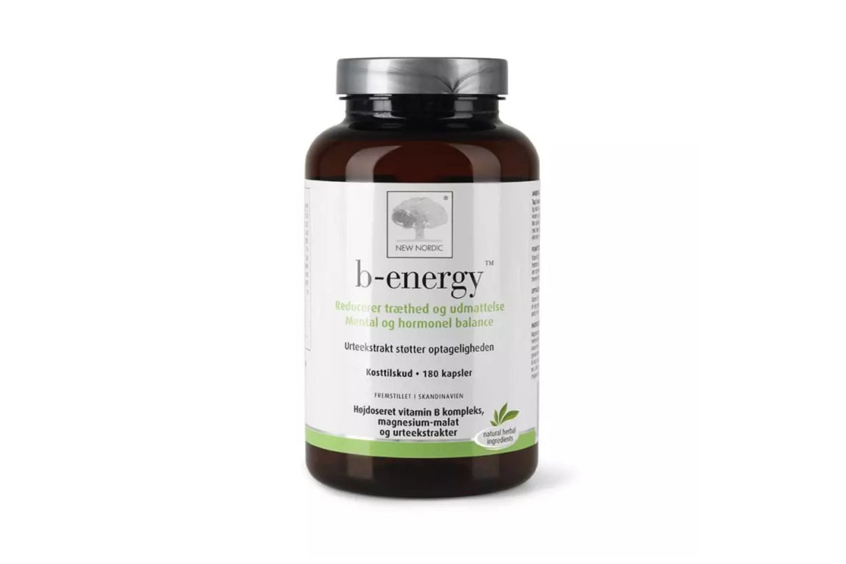 New Nordic B-Energy 180 kapsler – Høydosert Vitamin B-Kompleks for Energi og Mental Balanse