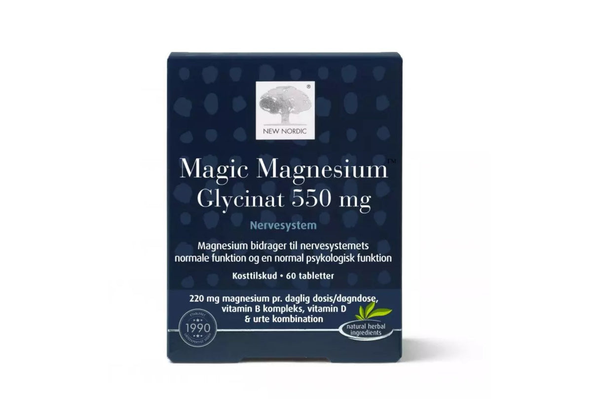 New Nordic Magic Magnesium Glycinat 60 tabletter – For Nervesystem og Energi