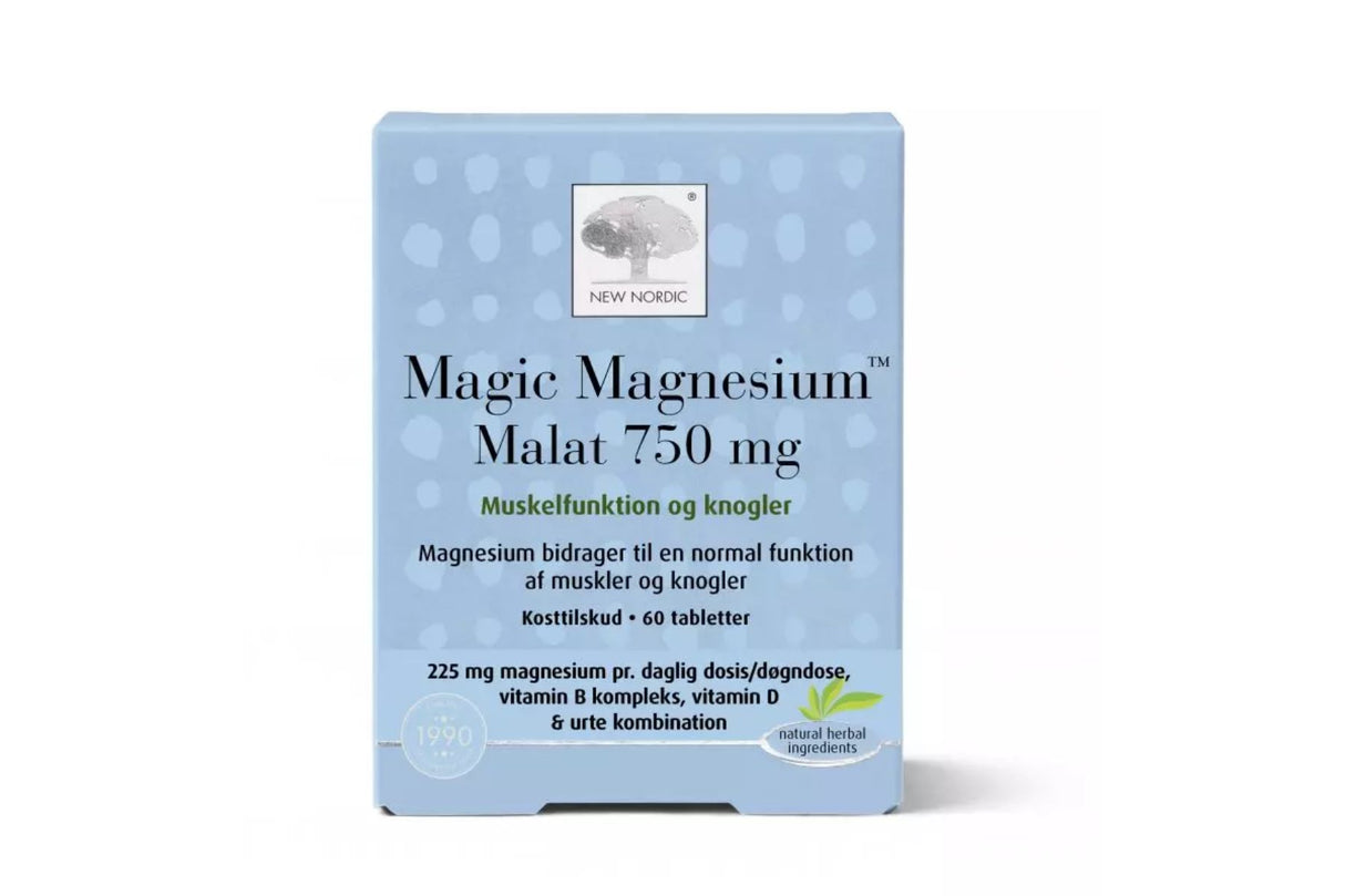 New Nordic Magic Magnesium Malat 60 tabletter – For Skjelett og Muskelfunksjon