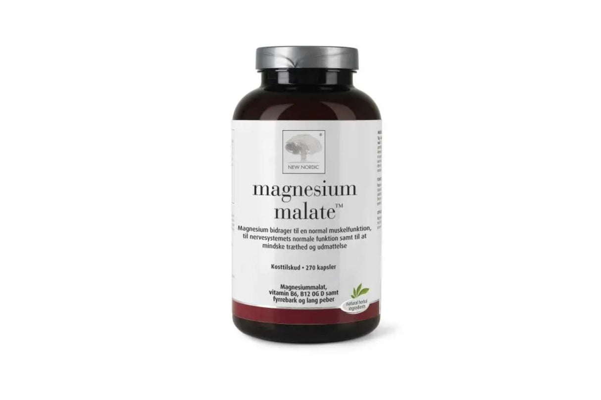 New Nordic Magnesium Malate – Støtte for Muskler, Energi og Nervesystem (270 kapsler)