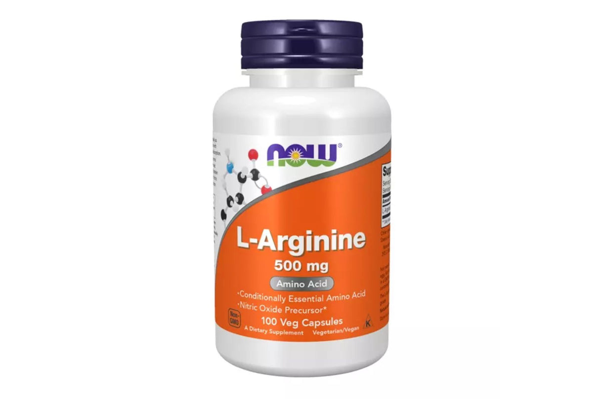 Now L-Arginin 500 mg – Aminosyre for Muskelvekst og Kollagendannelse (100 kapsler)