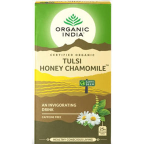 Organic India Tulsi Honning Kamille Te Økologisk 25 poser pakning