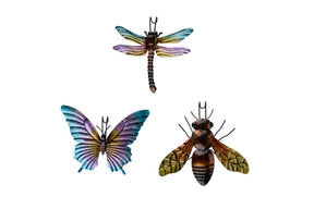 Dekorative pottedekorer med fargerike insektsmotiver for utepotter
