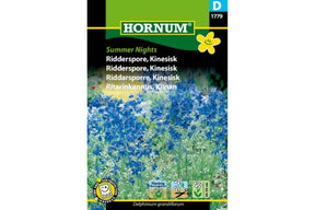 Kinesisk ridderspore med mørkeblå blomster på slanke stilker