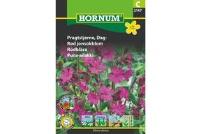 Rød jonsokblom som blomstrer rikt og tiltrekker humler og sommerfugler