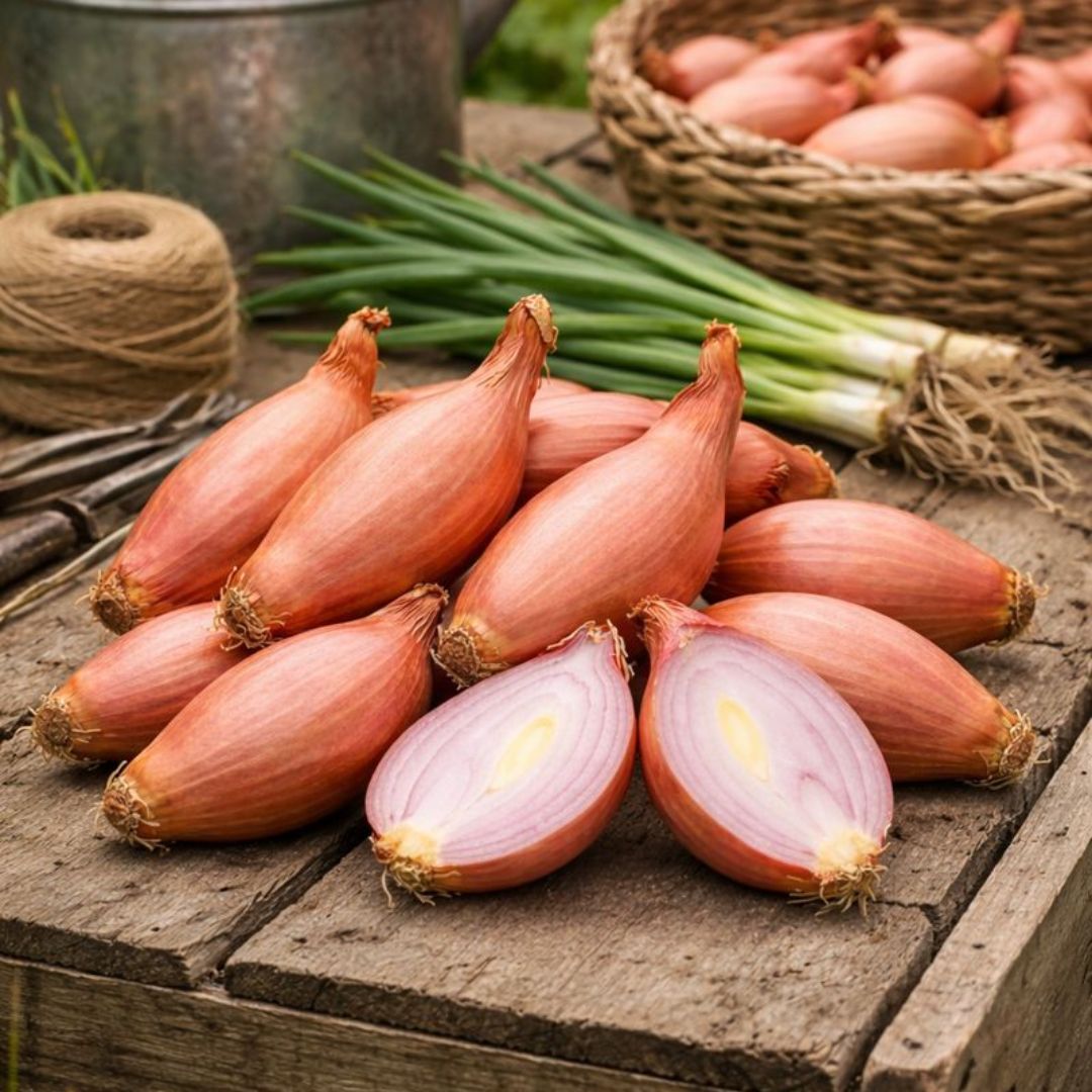 Sjalottløk ‘Longor’ – Avlang fransk sort med mild, søt smak (250 g setteløk)