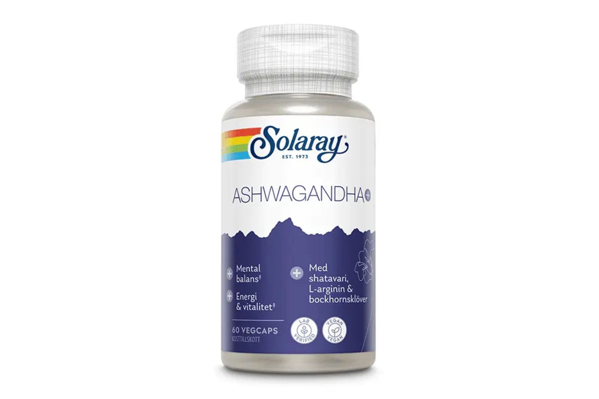 Solaray Ashwagandha+ – For Mental Balanse, Energi og Vitalitet (60 kapsler)