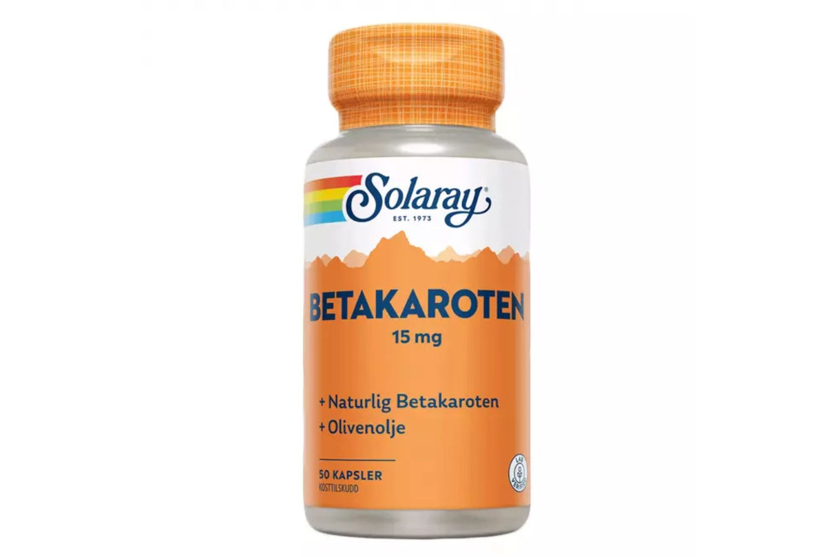 Solaray Betakaroten 15 mg 50 kapsler – Naturlig glød og støtte for hud, syn og immunforsvar