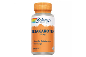 Betakarotenkapsler fra Solaray i boks for daglig inntak
