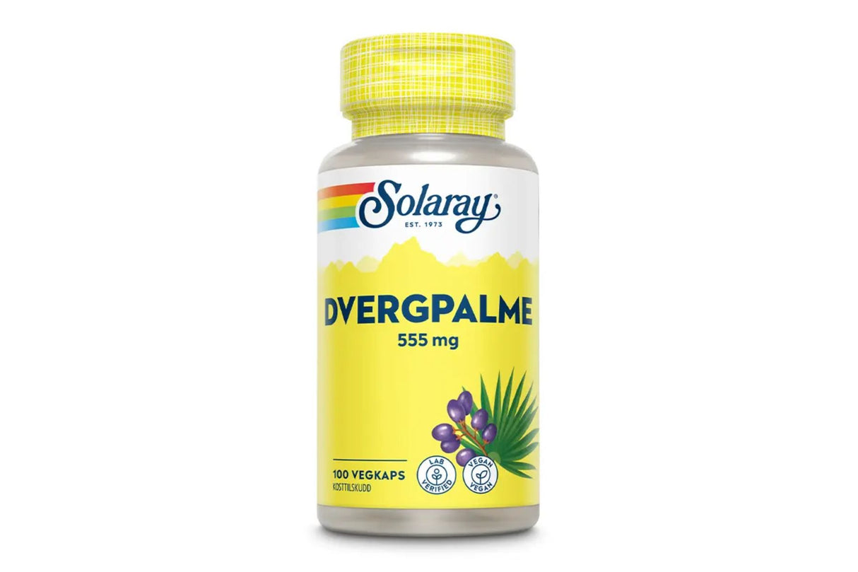 Solaray Dvergpalme 555 mg 100 kapsler – Støtte for hyppige vannlatingsbehov hos menn