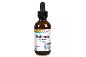 Flytende melatonin med bringebærsmak i liten flaske fra Solaray