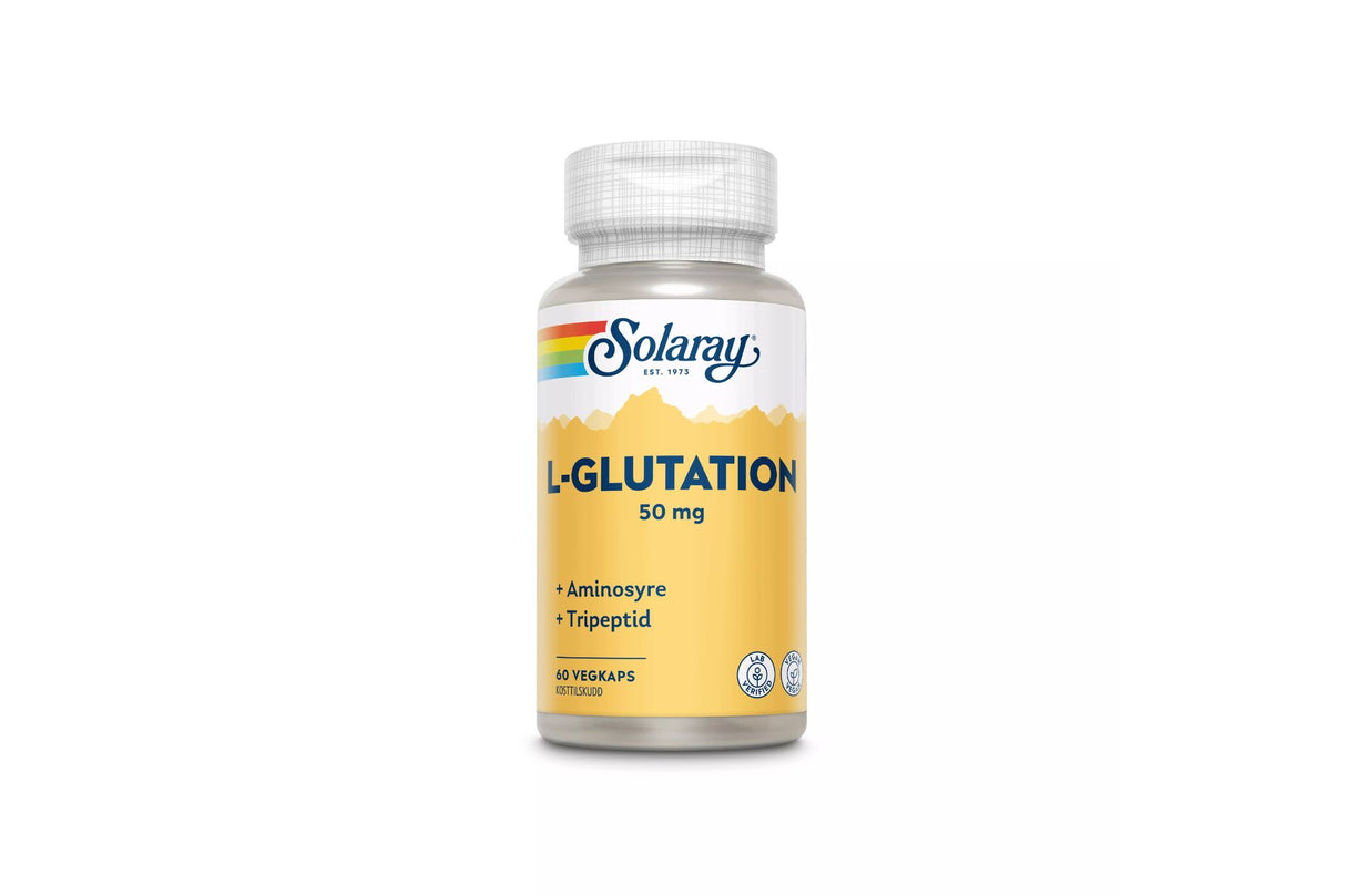 Solaray L-Glutation 50 mg – Kraftig antioksidant for cellebeskyttelse og avgiftning