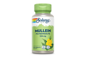 Mullein-urt i kapsler fra Solaray i boks for daglig bruk