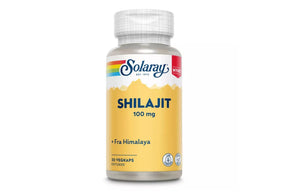 Shilajit-kapsler fra Solaray i liten boks for daglig bruk