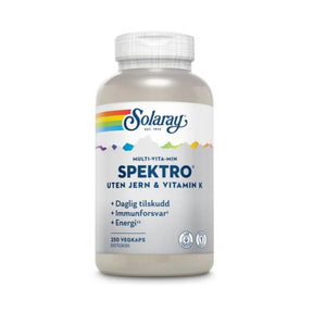 Solaray Spektro uten jern og vitamin K multivitamin 250 kapsler